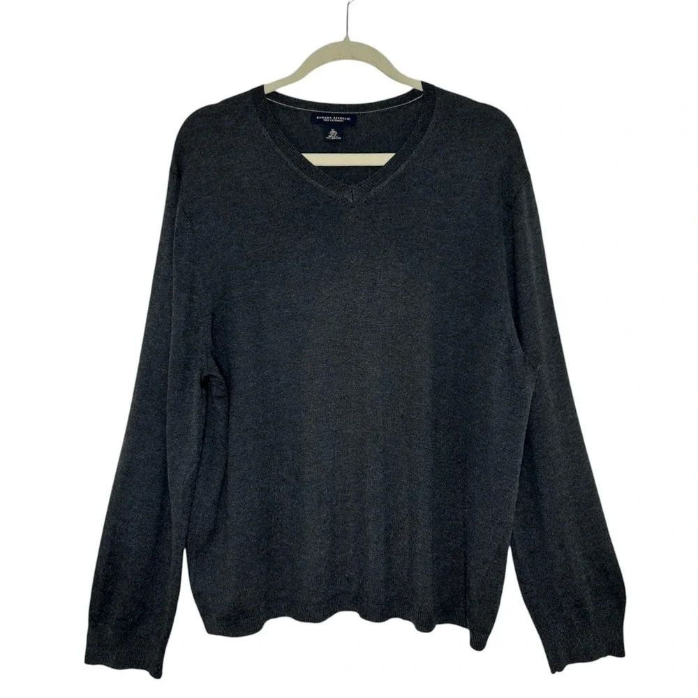 Banana Republic Silk Cashmere Charcoal Luxury V Neck Versatile Sweater XL
